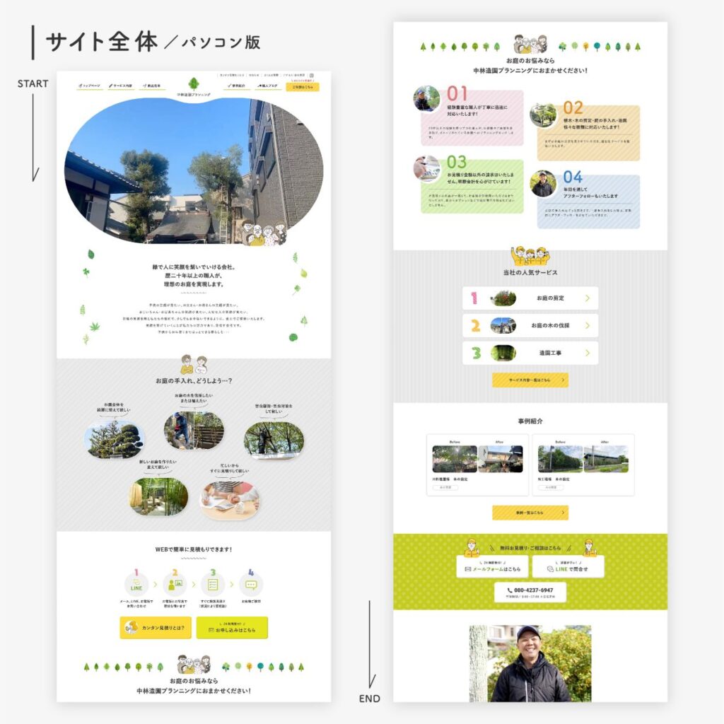 造園事業会社様WEBサイトパソコン版デザインイメージ